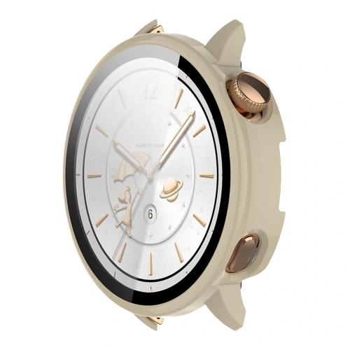 Etui ze szkłem do zegarka Bizon Case+Glass Watch do OnePlus Watch 3 43mm beżowe