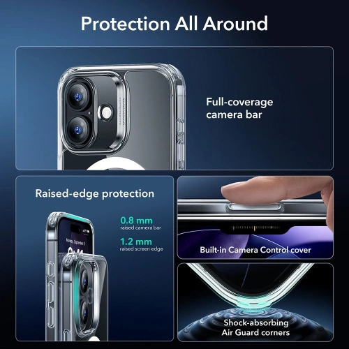 Zestaw ESR etui + szkło na ekran Classic Hybrid MagSafe & Tempered Glass do Apple iPhone 17 Clear