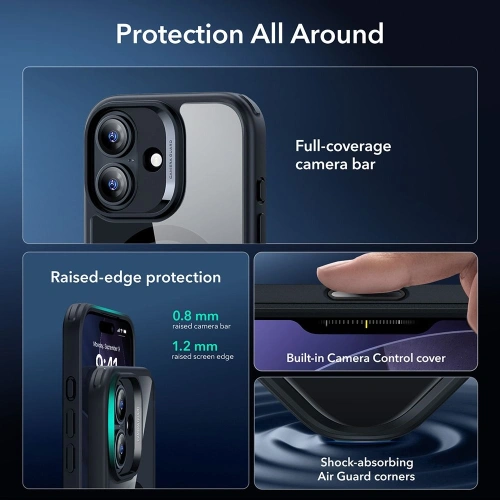 Zestaw ESR etui + szkło na ekran Classic Hybrid MagSafe & Tempered Glass do Apple iPhone 17 Clear/black