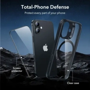Zestaw ESR etui + szkło na ekran Classic Hybrid MagSafe & Tempered Glass do Apple iPhone 17 Clear/black