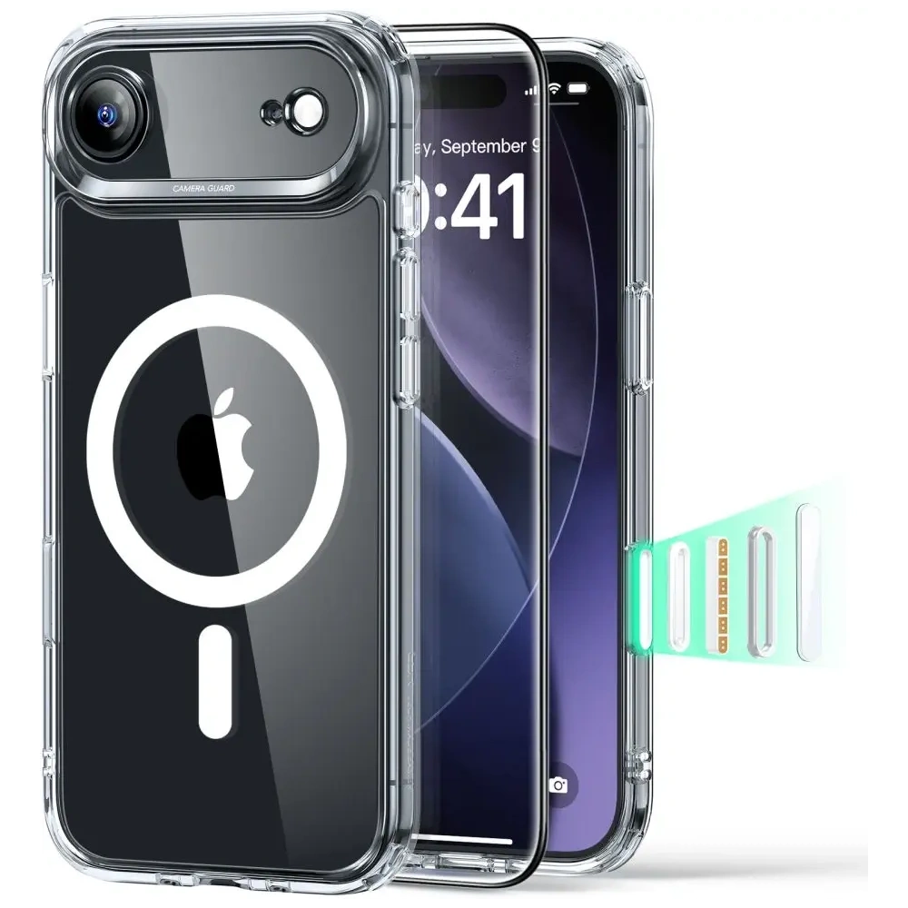 Zestaw ESR etui + szkło na ekran Classic Hybrid MagSafe & Tempered Glass do Apple iPhone 17 Air Clear