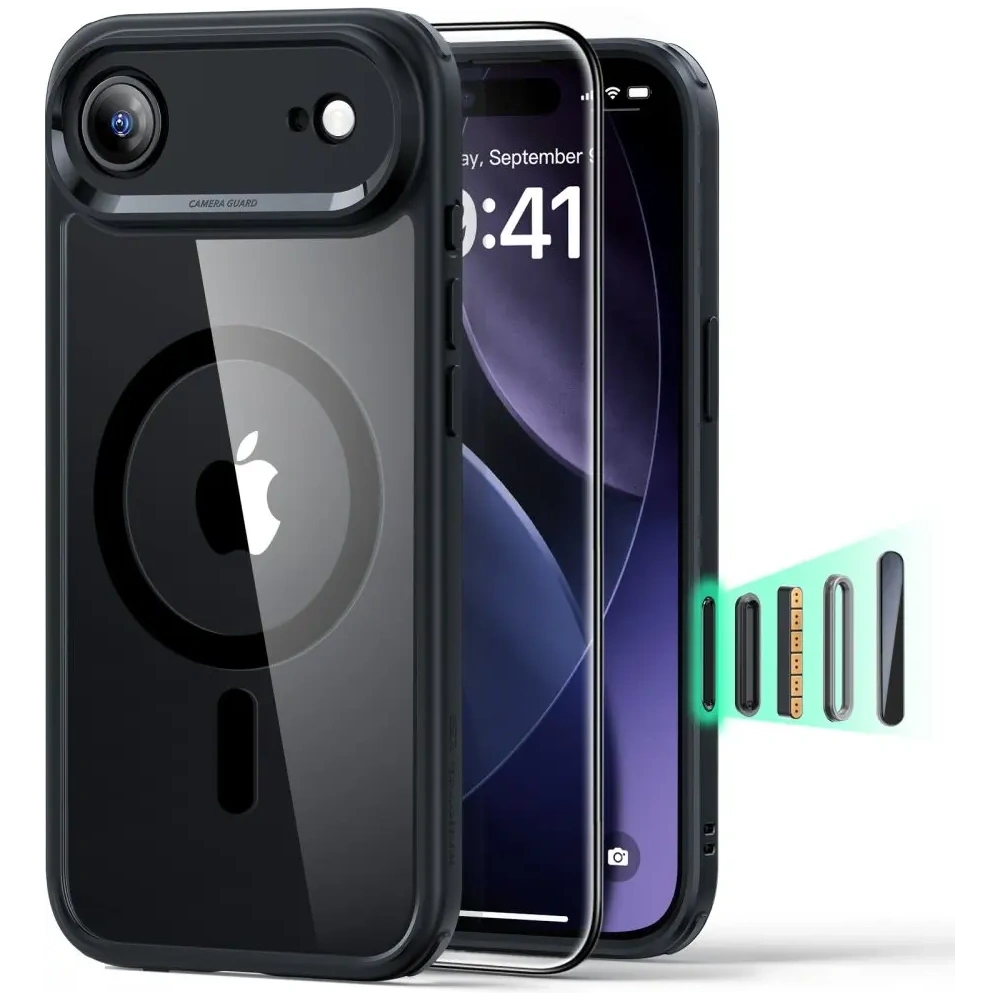 Zestaw ESR etui + szkło na ekran Classic Hybrid MagSafe & Tempered Glass do Apple iPhone 17 Air Clear/black