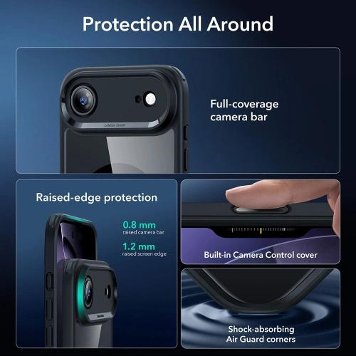 Zestaw ESR etui + szkło na ekran Classic Hybrid MagSafe & Tempered Glass do Apple iPhone Air Clear/black