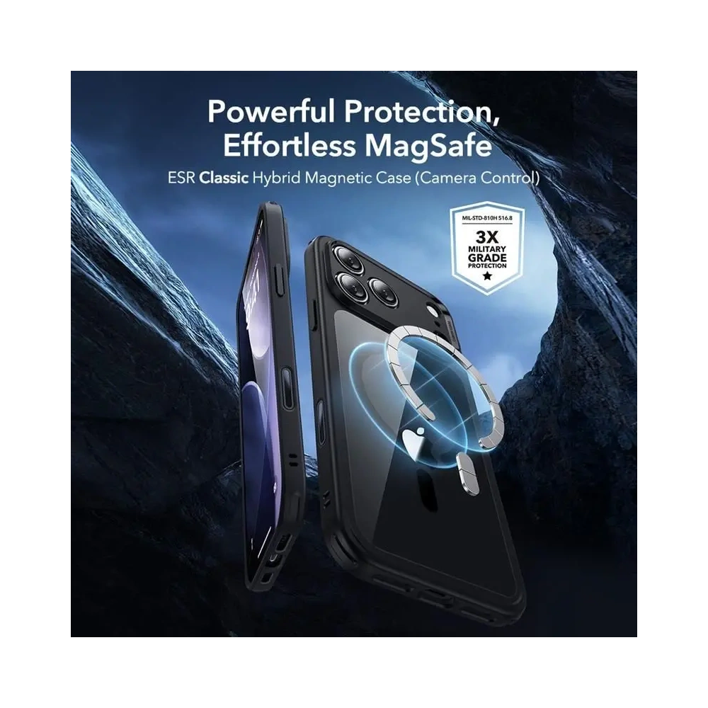 Zestaw ESR etui + szkło na ekran Classic Hybrid MagSafe & Tempered Glass do Apple iPhone 17 Pro Clear/black