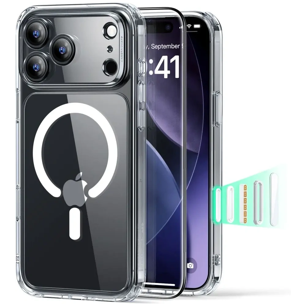 Zestaw ESR etui + szkło na ekran Classic Hybrid MagSafe & Tempered Glass do Apple iPhone 17 Pro Max Clear