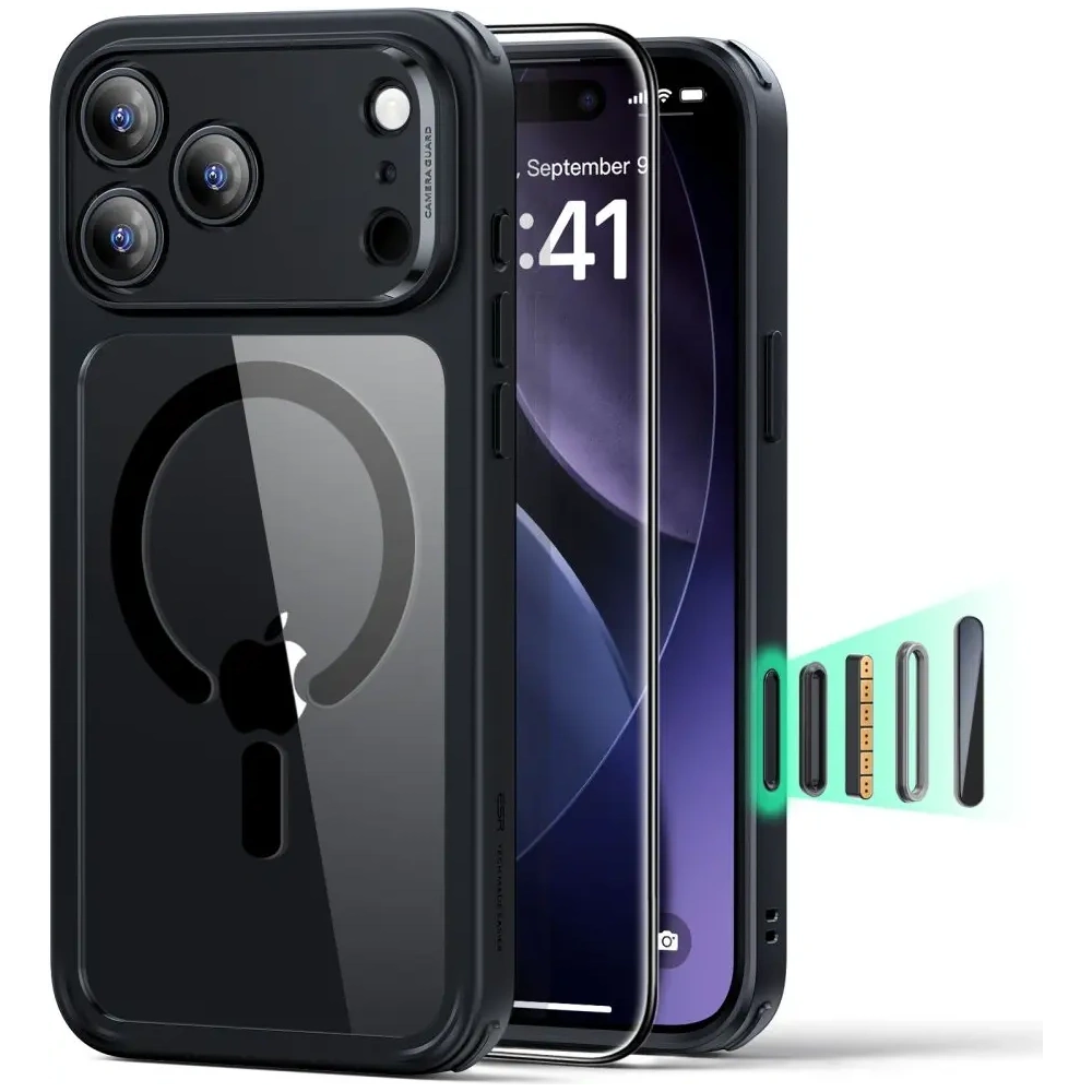 Zestaw ESR etui + szkło na ekran Classic Hybrid MagSafe & Tempered Glass do Apple iPhone 17 Pro Max Clear/black
