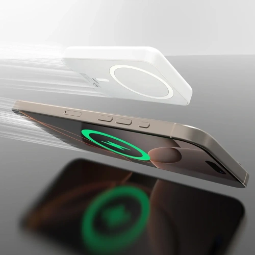 Powerbank bezprzewodowy Dudao K26 10000mAh 20W USB-A / USB-C / MagSafe biały