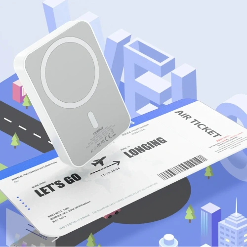 Powerbank bezprzewodowy Dudao K26 10000mAh 20W USB-A / USB-C / MagSafe biały