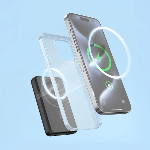 Powerbank bezprzewodowy Dudao K14S+ 10000mAh 20W USB-A / USB-C / MagSafe z podstawką czarny