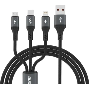 Kabel Dudao L3E 3w1 60W USB-A / MicroUSB, USB-C, Lightning 1.2m czarna