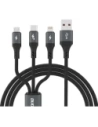 Kabel Dudao L3E 3w1 60W USB-A / MicroUSB, USB-C, Lightning 1.2m czarna