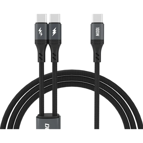 Kabel Dudao L3F 2w1 100W USB-C / 2xUSB-C 1.2m czarny