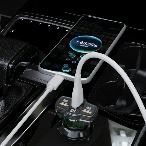 Ładowarka samochodowa Dudao R78 78W USB-C PD, 2xUSB-A QC czarna