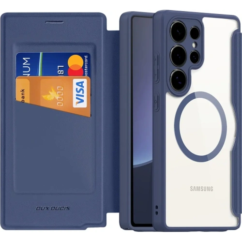 Etui z klapką Dux Ducis Skin X Pro MagSafe do Samsung Galaxy S25 Ultra niebieskie