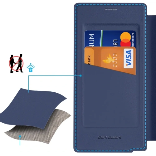 Etui z klapką Dux Ducis Skin X Pro MagSafe do Samsung Galaxy S25 Ultra niebieskie