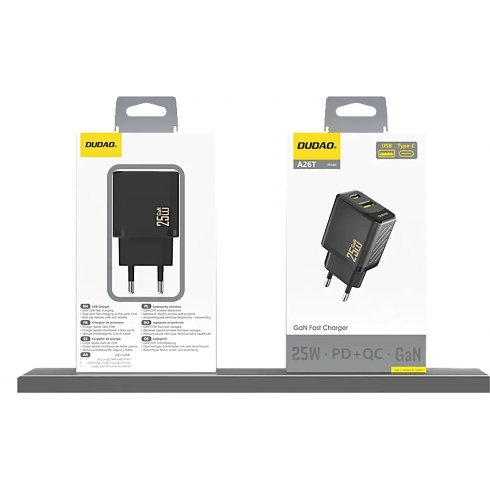 Ładowarka sieciowa Dudao A26T GaN 25W USB-A, USB-C czarna