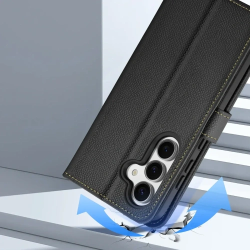Etui z klapką Dux Ducis Lawa do Samsung Galaxy S25 z odłączanym portfelem magnetycznym czarne