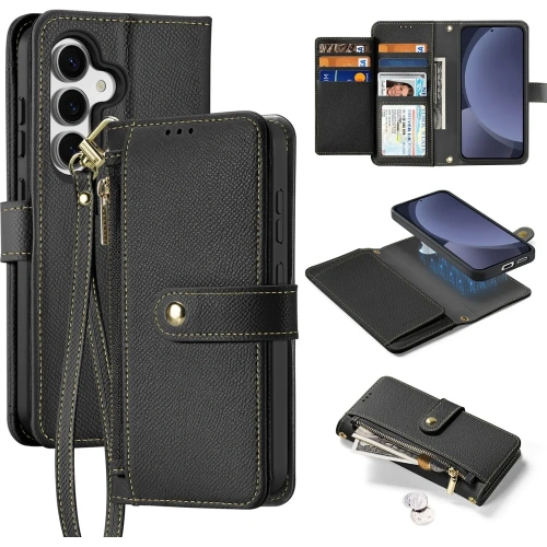 Etui z klapką Dux Ducis Lawa do Samsung Galaxy S25 z odłączanym portfelem magnetycznym czarne