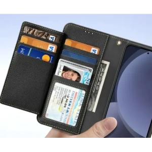 Etui z klapką Dux Ducis Lawa do Samsung Galaxy S25 z odłączanym portfelem magnetycznym czarne