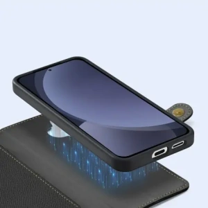 Etui z klapką Dux Ducis Lawa do Samsung Galaxy S25 z odłączanym portfelem magnetycznym czarne