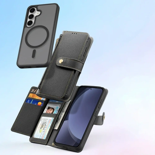 Etui z klapką Dux Ducis Lawa do Samsung Galaxy S25 z odłączanym portfelem magnetycznym czarne