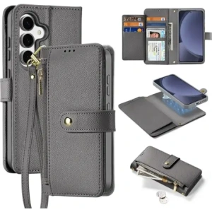 Etui z klapką Dux Ducis Lawa do Samsung Galaxy S25 z odłączanym portfelem magnetycznym szare