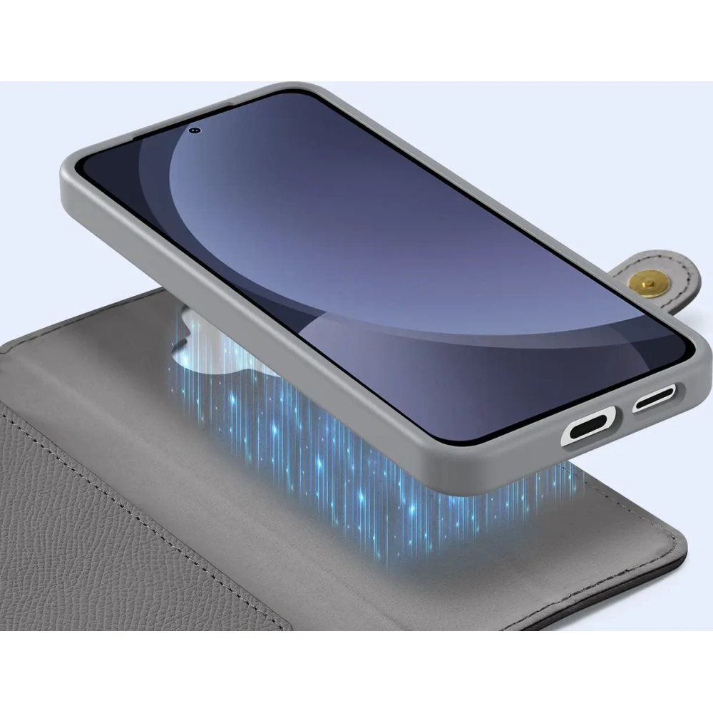 Etui z klapką Dux Ducis Lawa do Samsung Galaxy S25 z odłączanym portfelem magnetycznym szare