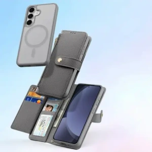 Etui z klapką Dux Ducis Lawa do Samsung Galaxy S25 z odłączanym portfelem magnetycznym szare