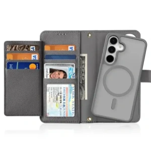 Etui z klapką Dux Ducis Lawa do Samsung Galaxy S25 z odłączanym portfelem magnetycznym szare