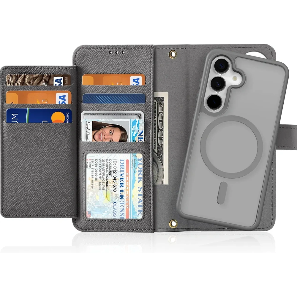 Etui z klapką Dux Ducis Lawa do Samsung Galaxy S25 z odłączanym portfelem magnetycznym szare