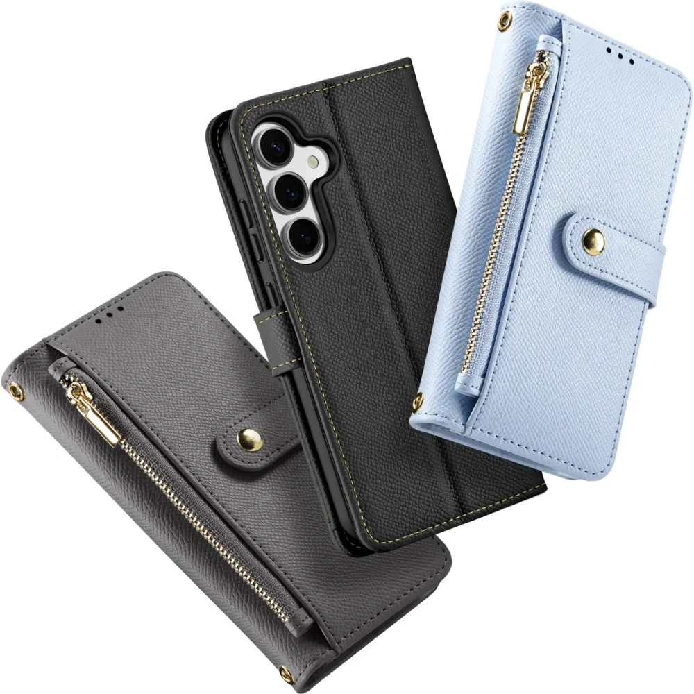 Etui z klapką Dux Ducis Lawa do Samsung Galaxy S25 z odłączanym portfelem magnetycznym szare