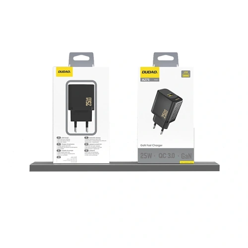Ładowarka sieciowa Dudao A27S 25W GaN USB-A czarna