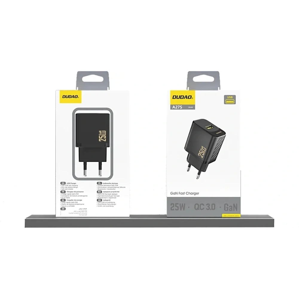 Ładowarka sieciowa Dudao A27S 25W GaN USB-A czarna
