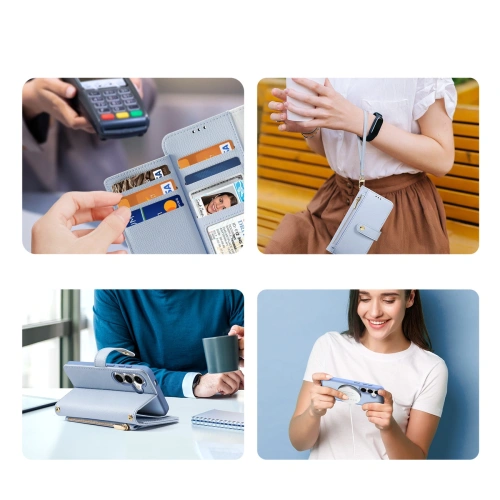 Etui z klapką Dux Ducis Lawa do Samsung Galaxy S25 z odłączanym portfelem magnetycznym niebieskie