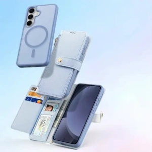 Etui z klapką Dux Ducis Lawa do Samsung Galaxy S25 z odłączanym portfelem magnetycznym niebieskie