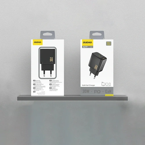 Ładowarka sieciowa Dudao A27P 30W PD GaN USB-C czarna