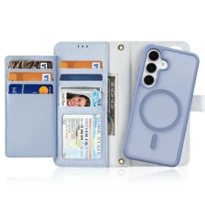 Etui z klapką Dux Ducis Lawa do Samsung Galaxy S25 z odłączanym portfelem magnetycznym niebieskie