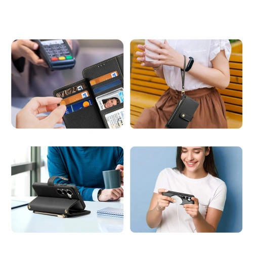 Etui z klapką Dux Ducis Lawa do Samsung Galaxy S25+ Plus z odłączanym portfelem magnetycznym czarne