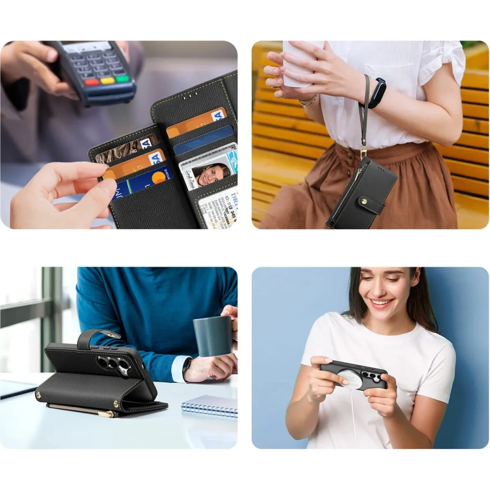 Etui z klapką Dux Ducis Lawa do Samsung Galaxy S25+ Plus z odłączanym portfelem magnetycznym czarne
