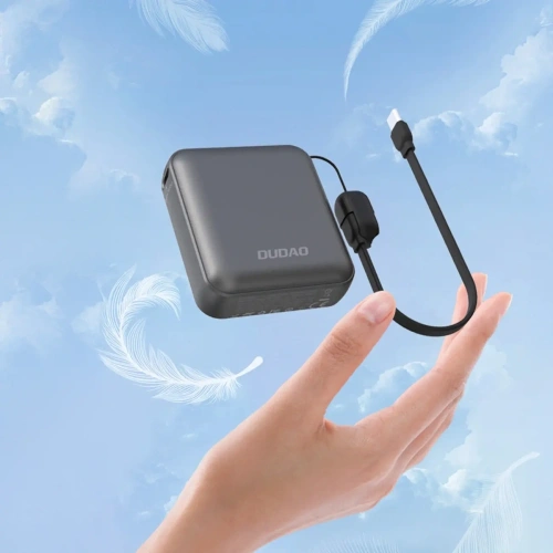 Powerbank ultrakompaktowy Dudao K22+ 10000mAh 22.5W USB-C z zawieszką / kablem USB-C szary