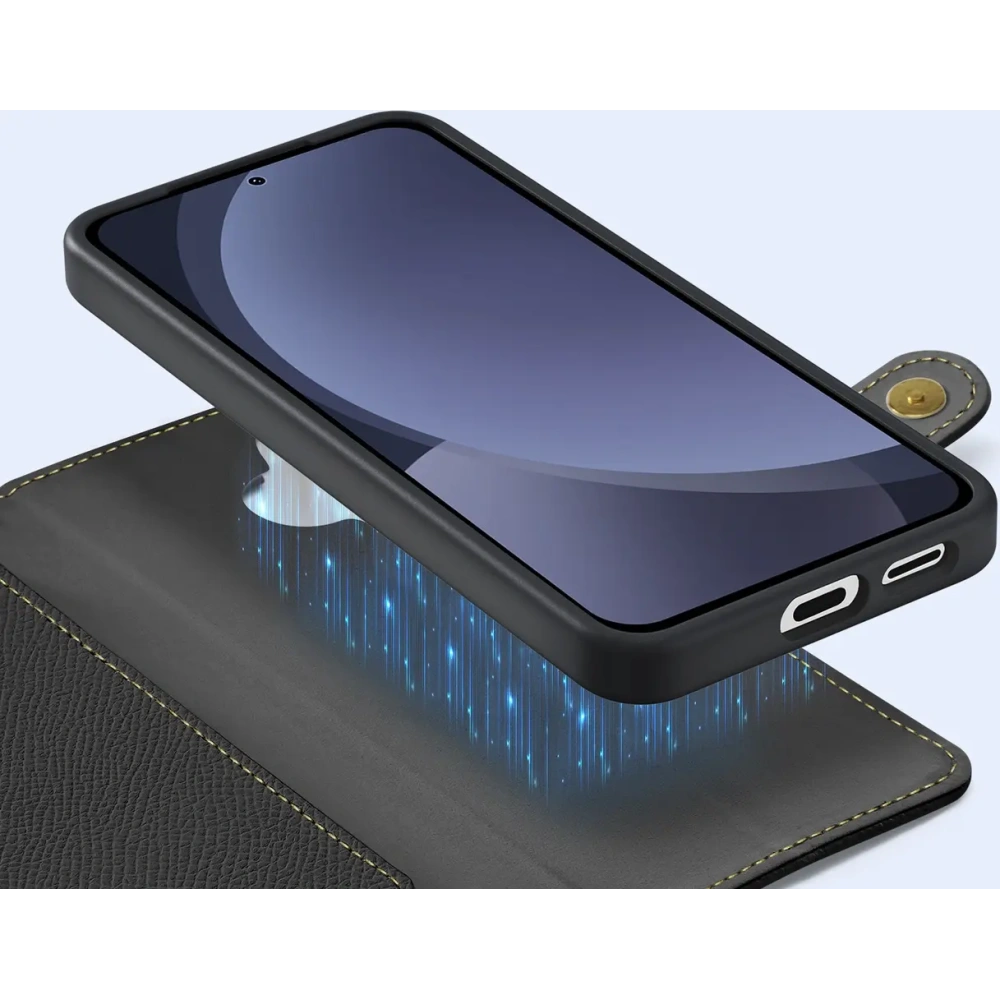 Etui z klapką Dux Ducis Lawa do Samsung Galaxy S25+ Plus z odłączanym portfelem magnetycznym czarne