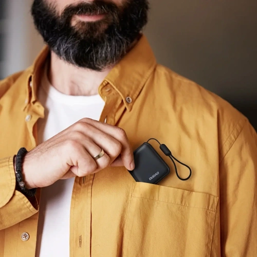 Powerbank ultrakompaktowy Dudao K22+ 10000mAh 22.5W USB-C z zawieszką / kablem USB-C szary