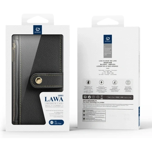 Etui z klapką Dux Ducis Lawa do Samsung Galaxy S25+ Plus z odłączanym portfelem magnetycznym czarne