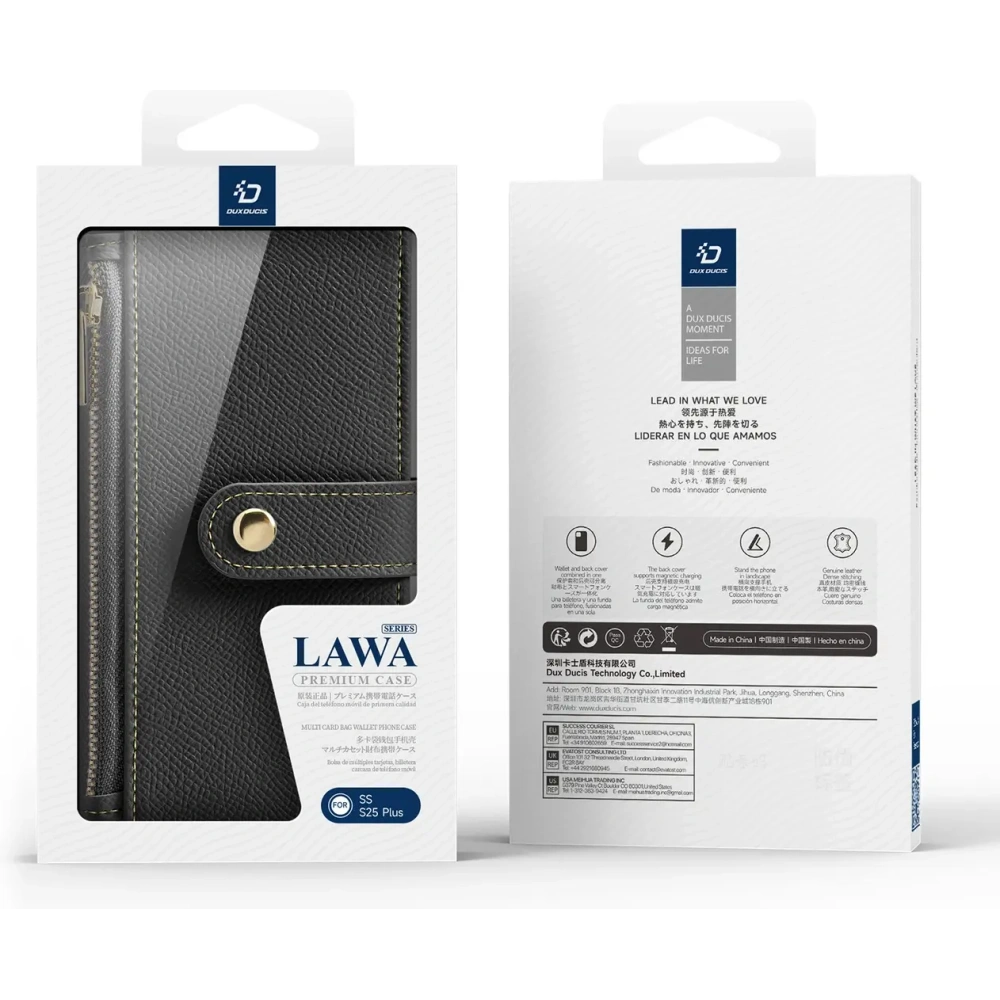 Etui z klapką Dux Ducis Lawa do Samsung Galaxy S25+ Plus z odłączanym portfelem magnetycznym czarne