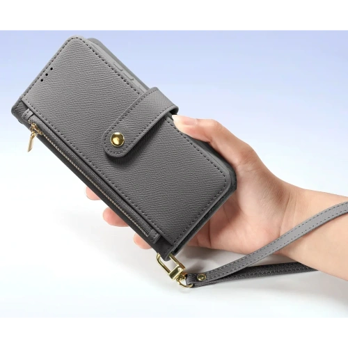 Etui z klapką Dux Ducis Lawa do Samsung Galaxy S25+ Plus z odłączanym portfelem magnetycznym szare