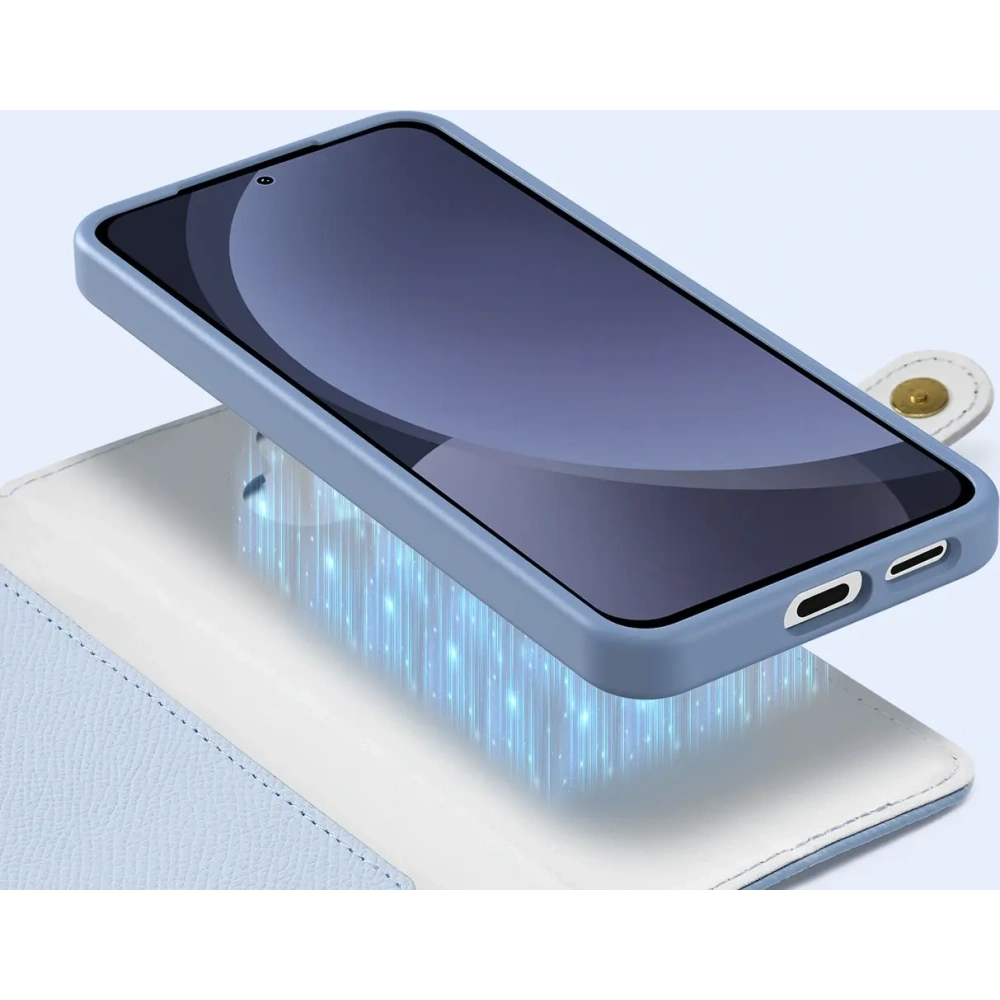 Etui z klapką Dux Ducis Lawa do Samsung Galaxy S25+ Plus z odłączanym portfelem magnetycznym niebieskie