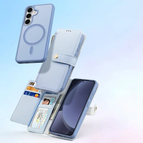 Etui z klapką Dux Ducis Lawa do Samsung Galaxy S25+ Plus z odłączanym portfelem magnetycznym niebieskie