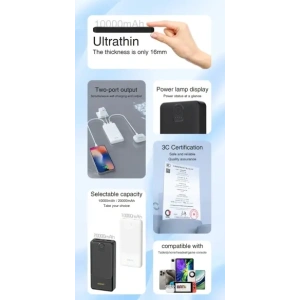 Powerbank Dudao K10 10000mAh 2.4A 2 xUSB-A biały