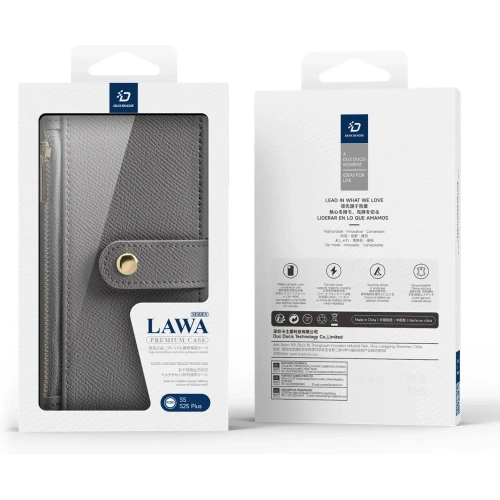 Etui z klapką Dux Ducis Lawa do Samsung Galaxy S25+ Plus z odłączanym portfelem magnetycznym szare