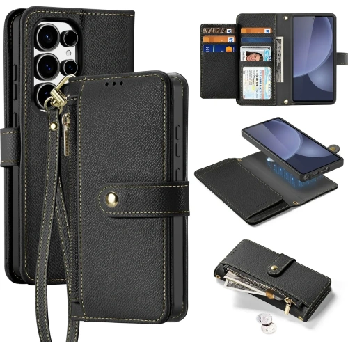 Etui z klapką Dux Ducis Lawa do Samsung Galaxy S25 Ultra z odłączanym portfelem magnetycznym czarne